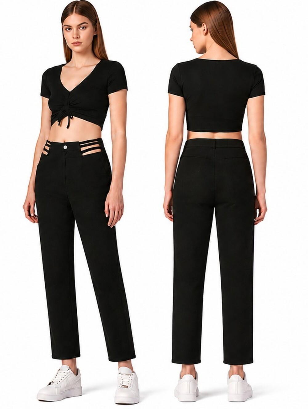 NWT Simple Society Black Cutout Hip Super High Rise Jeans Straight Leg Size 9/29